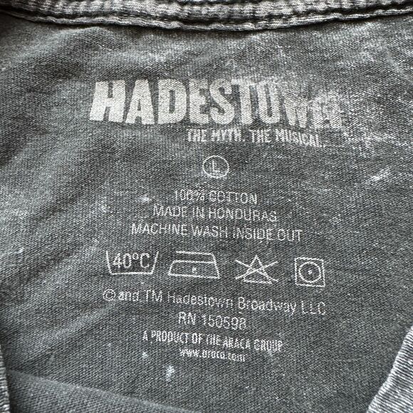 Hadestown T-Shirt Charcoal Gray The Myth The Musical Acid Wash Men’s Large - Picture 3 of 5